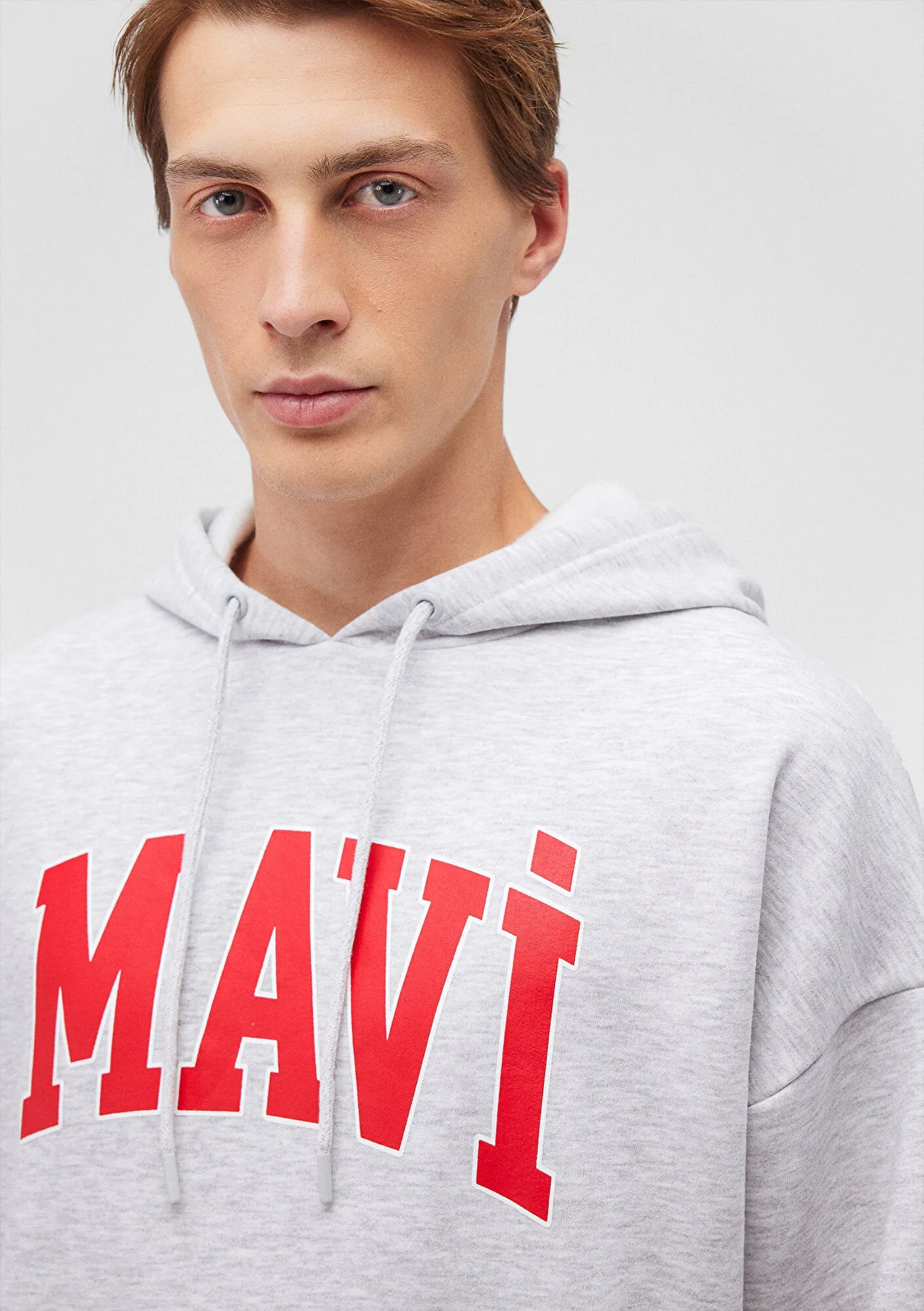Mavi Logo Printed Hooded Grey Sweatshirt