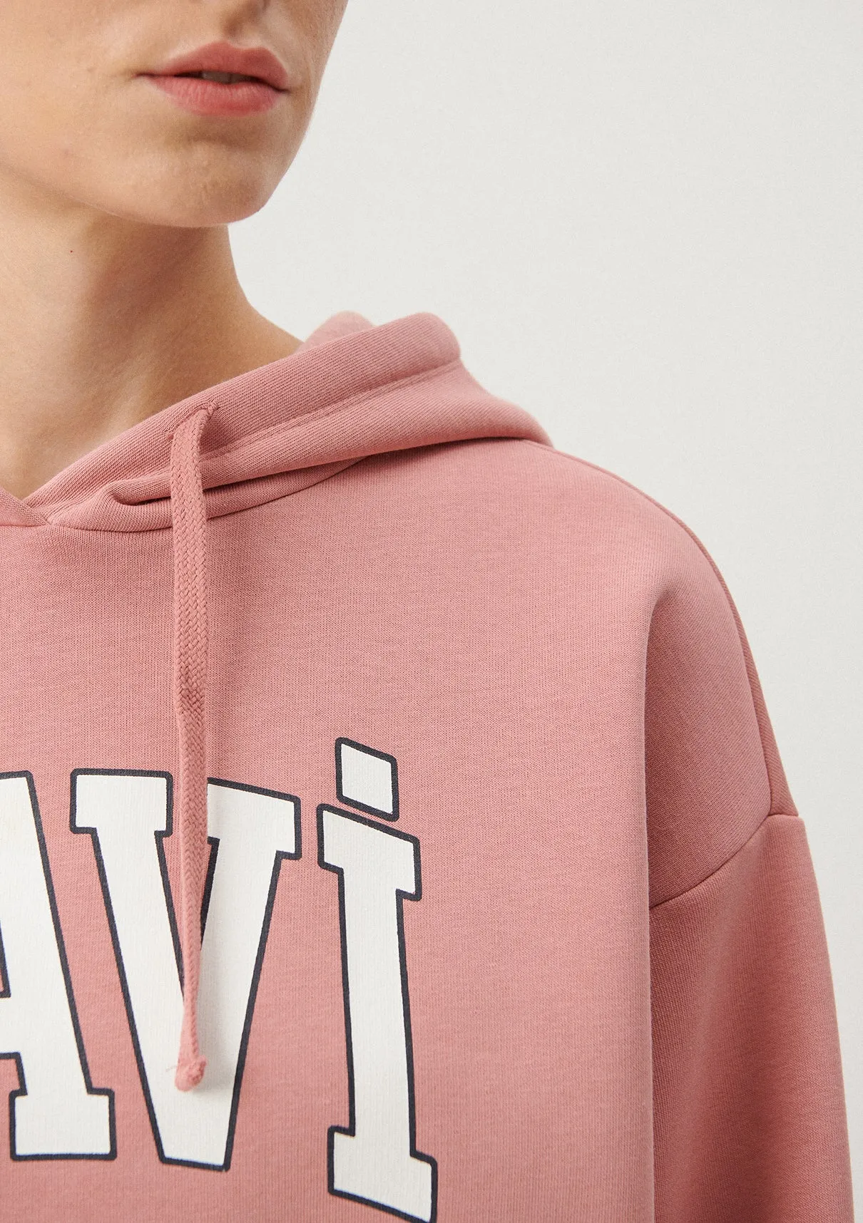 Mavi Logo Printed Hooded Pink Sweatshirt
