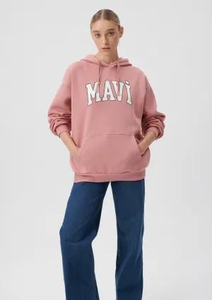 Mavi Logo Printed Hooded Pink Sweatshirt