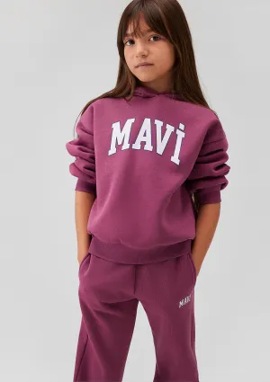 Mavi Logo Printed Hooded Purple Sweatshirt
