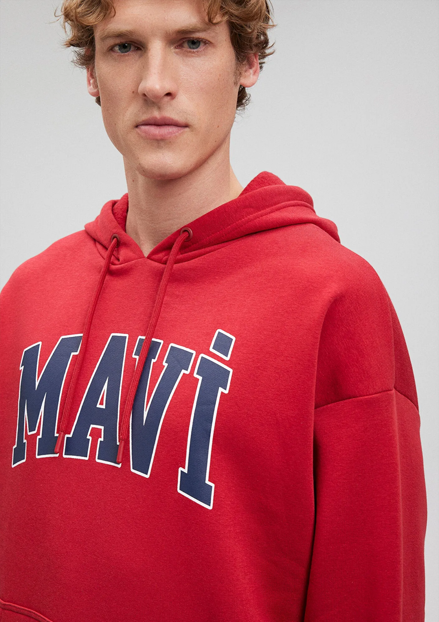 Mavi Logo Printed Hooded Red Sweatshirt