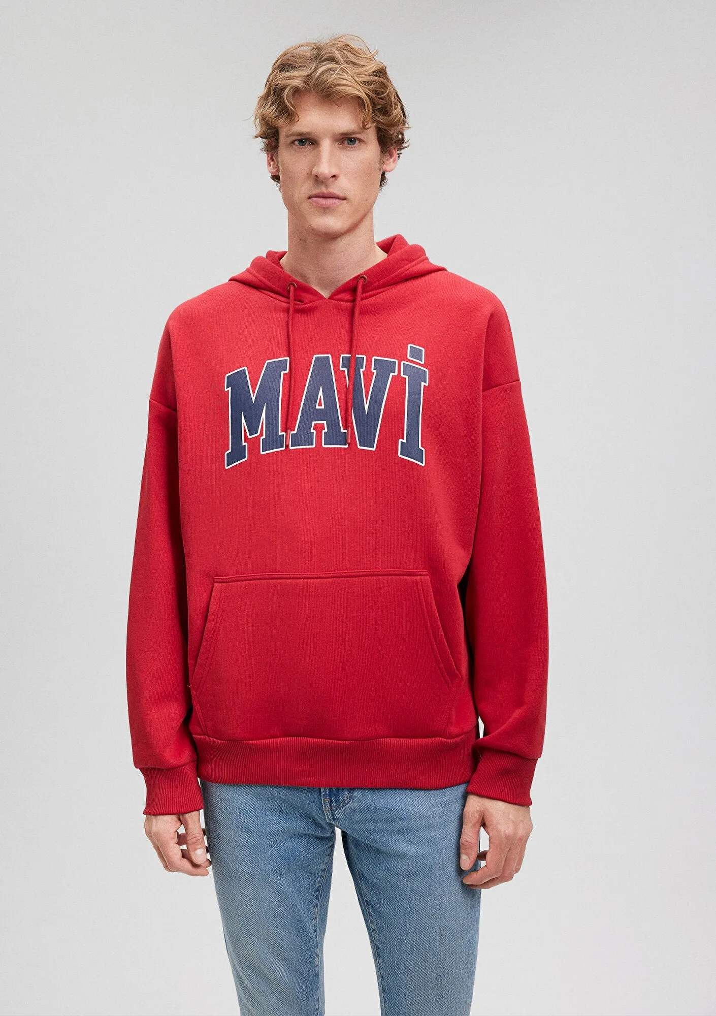 Mavi Logo Printed Hooded Red Sweatshirt