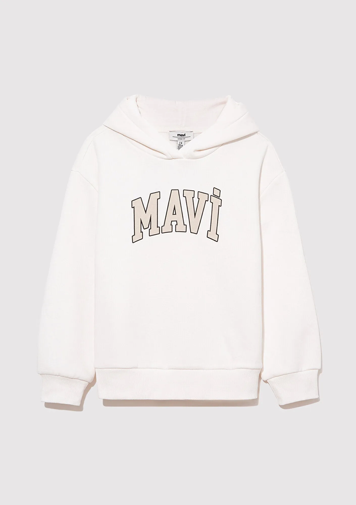 Mavi Logo Printed Hooded White Sweatshirt