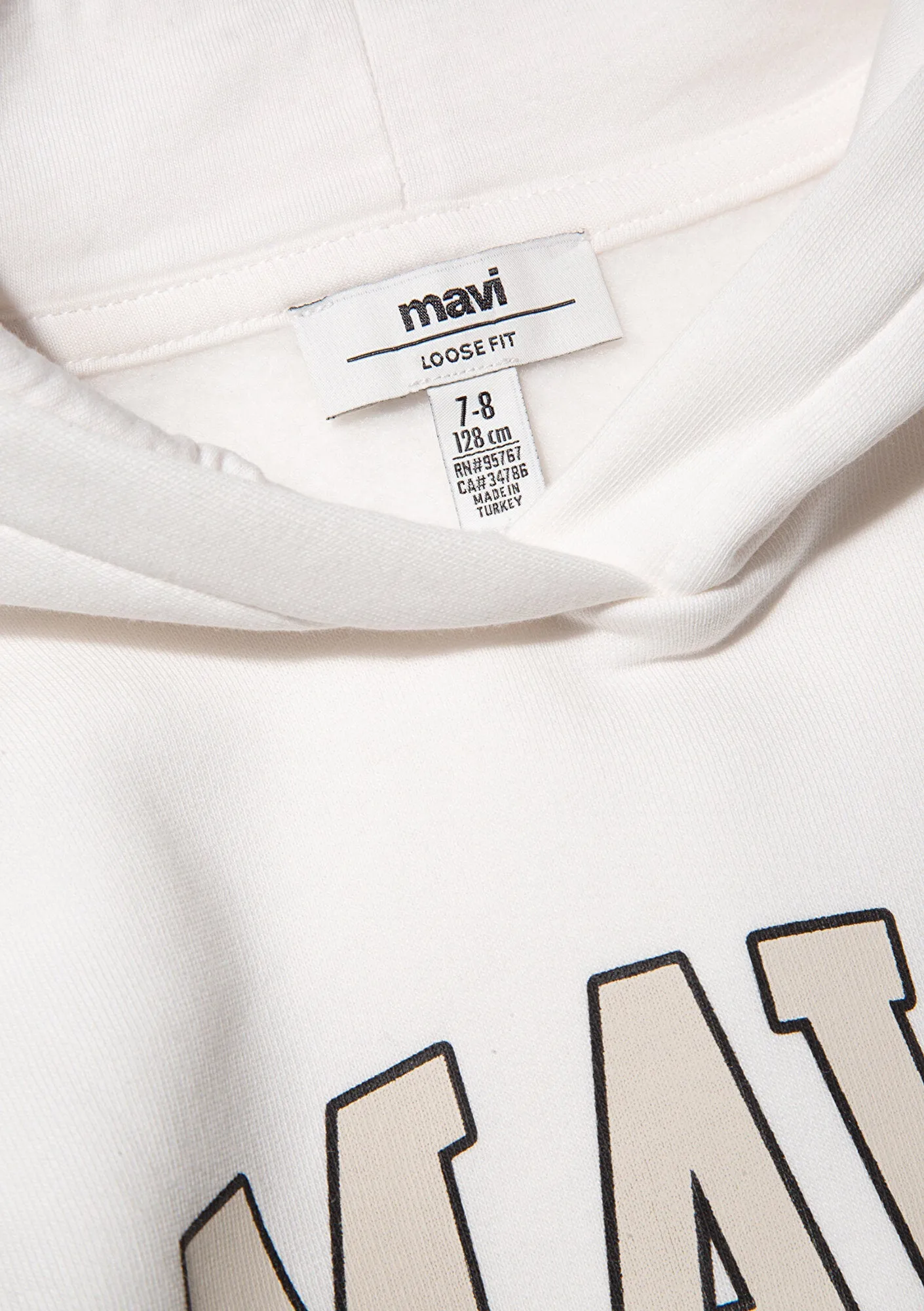 Mavi Logo Printed Hooded White Sweatshirt
