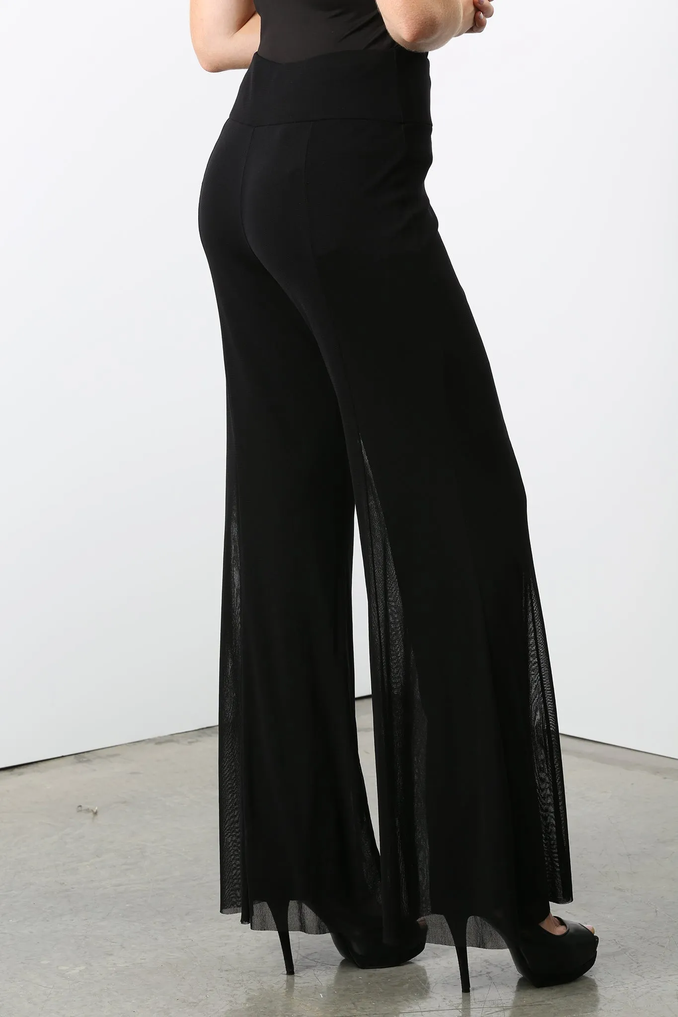 MAXIMA Mesh Lined Flared Pants BLACK