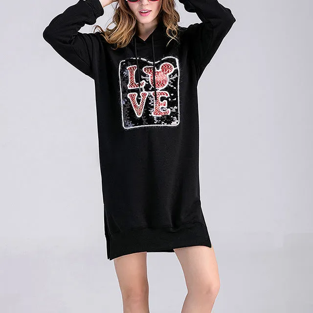 Medium and Long Velvet Hooded Sweater