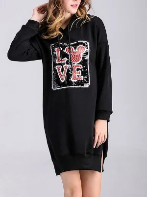 Medium and Long Velvet Hooded Sweater
