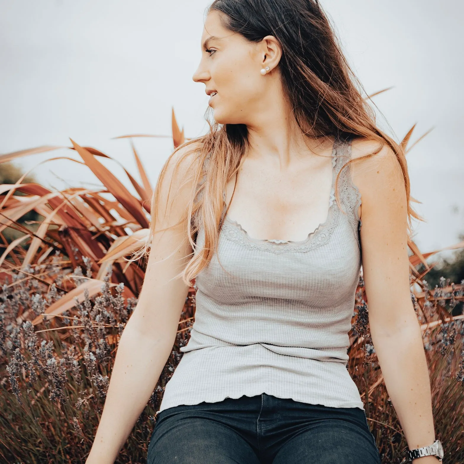 Melange Grey Silk Mix Camisole