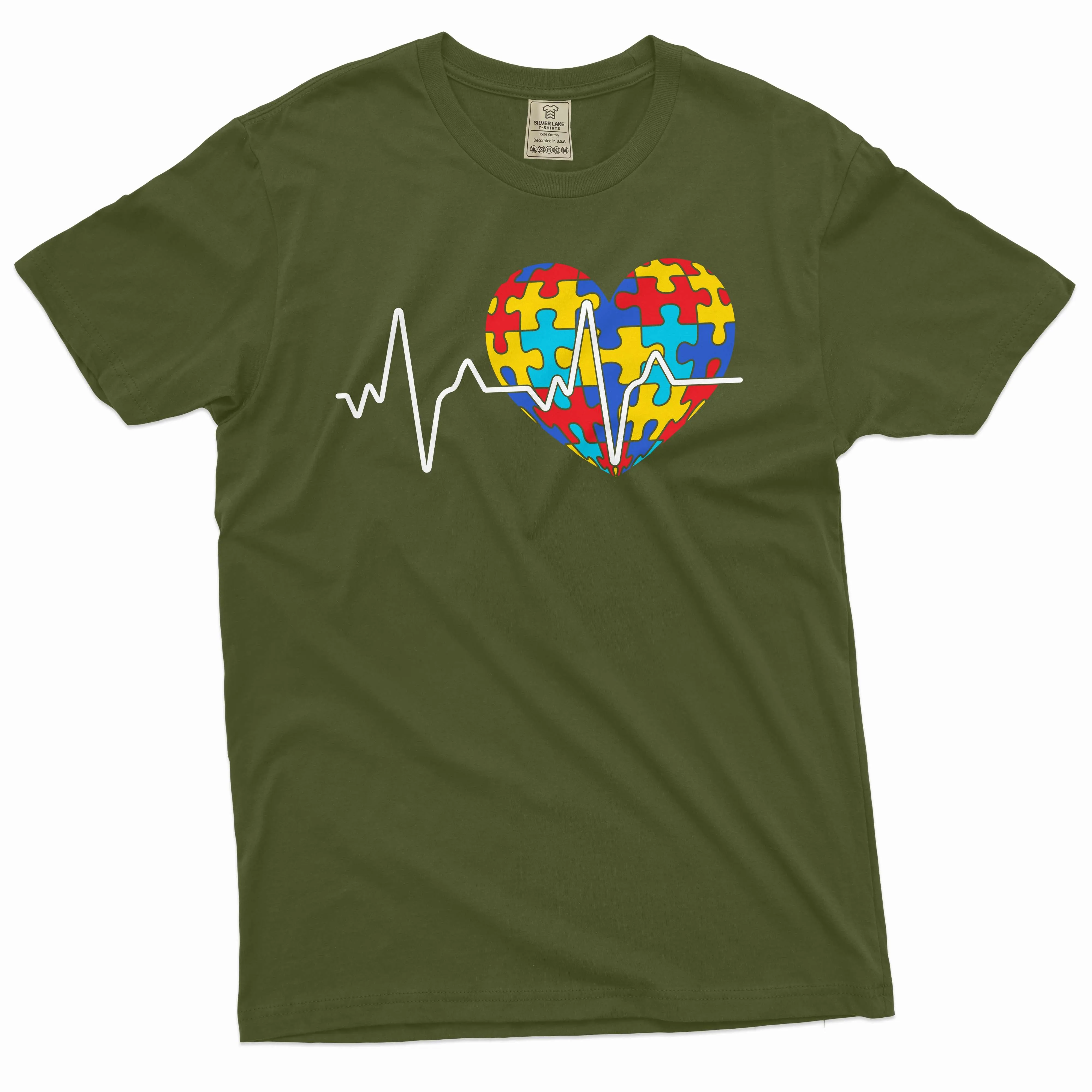 Men's autism day T-shirt autism love heart cardio tee shirt awareness day short sleeve shirt