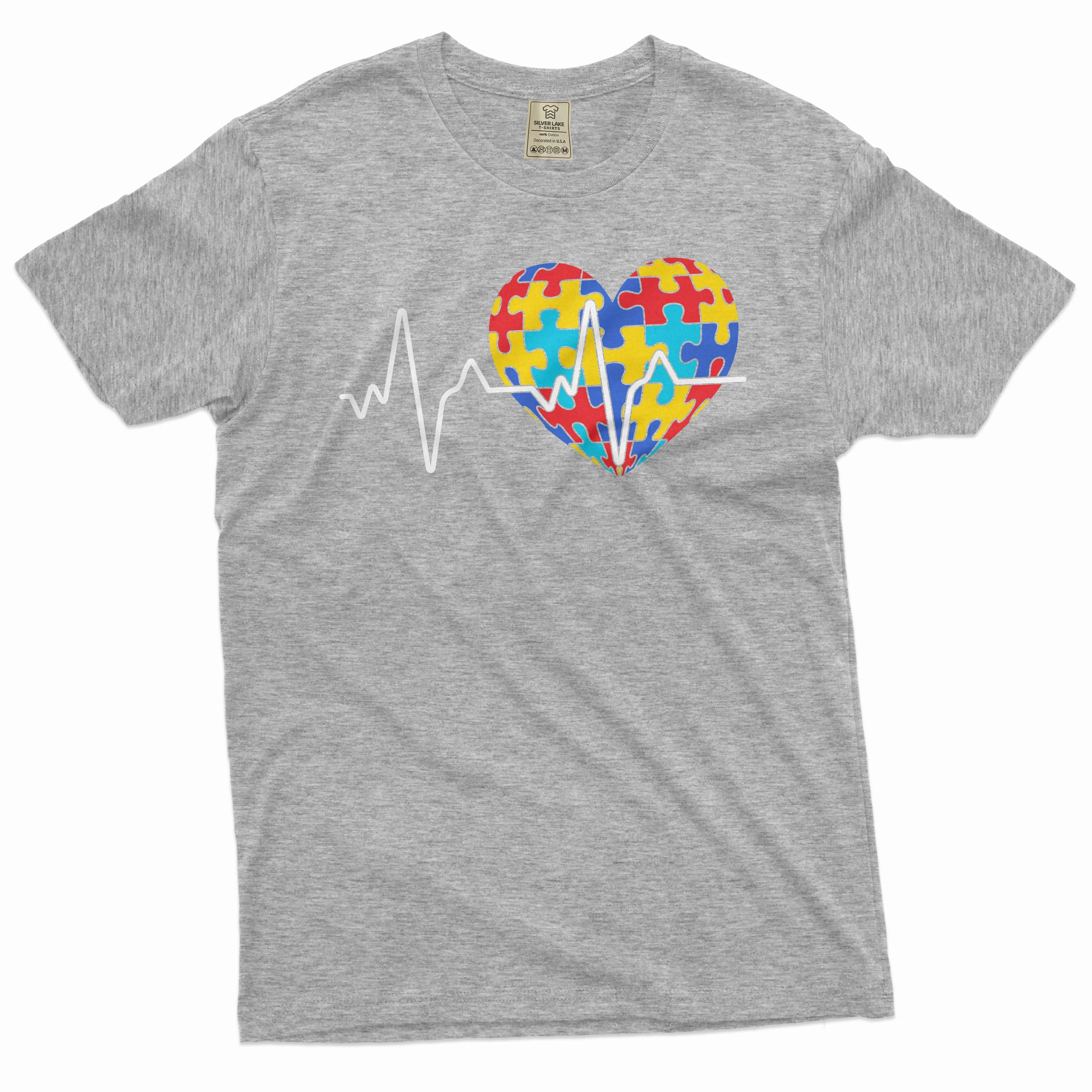 Men's autism day T-shirt autism love heart cardio tee shirt awareness day short sleeve shirt
