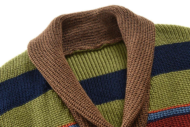 MEN'S COLORBLOCK LAPEL SWEATER JACKET