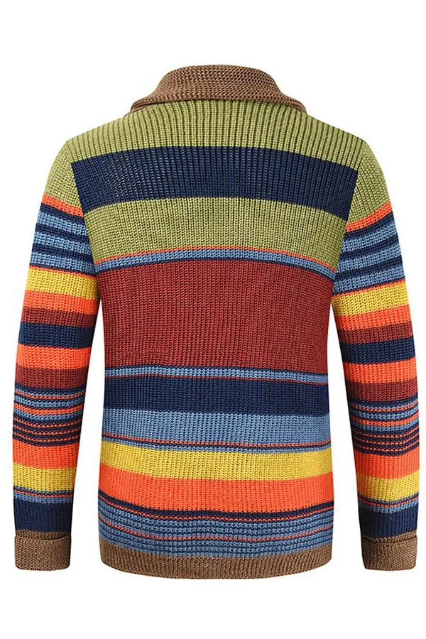 MEN'S COLORBLOCK LAPEL SWEATER JACKET