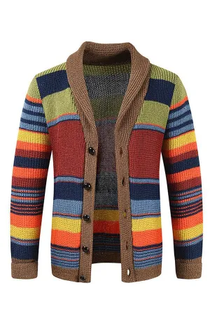 MEN'S COLORBLOCK LAPEL SWEATER JACKET