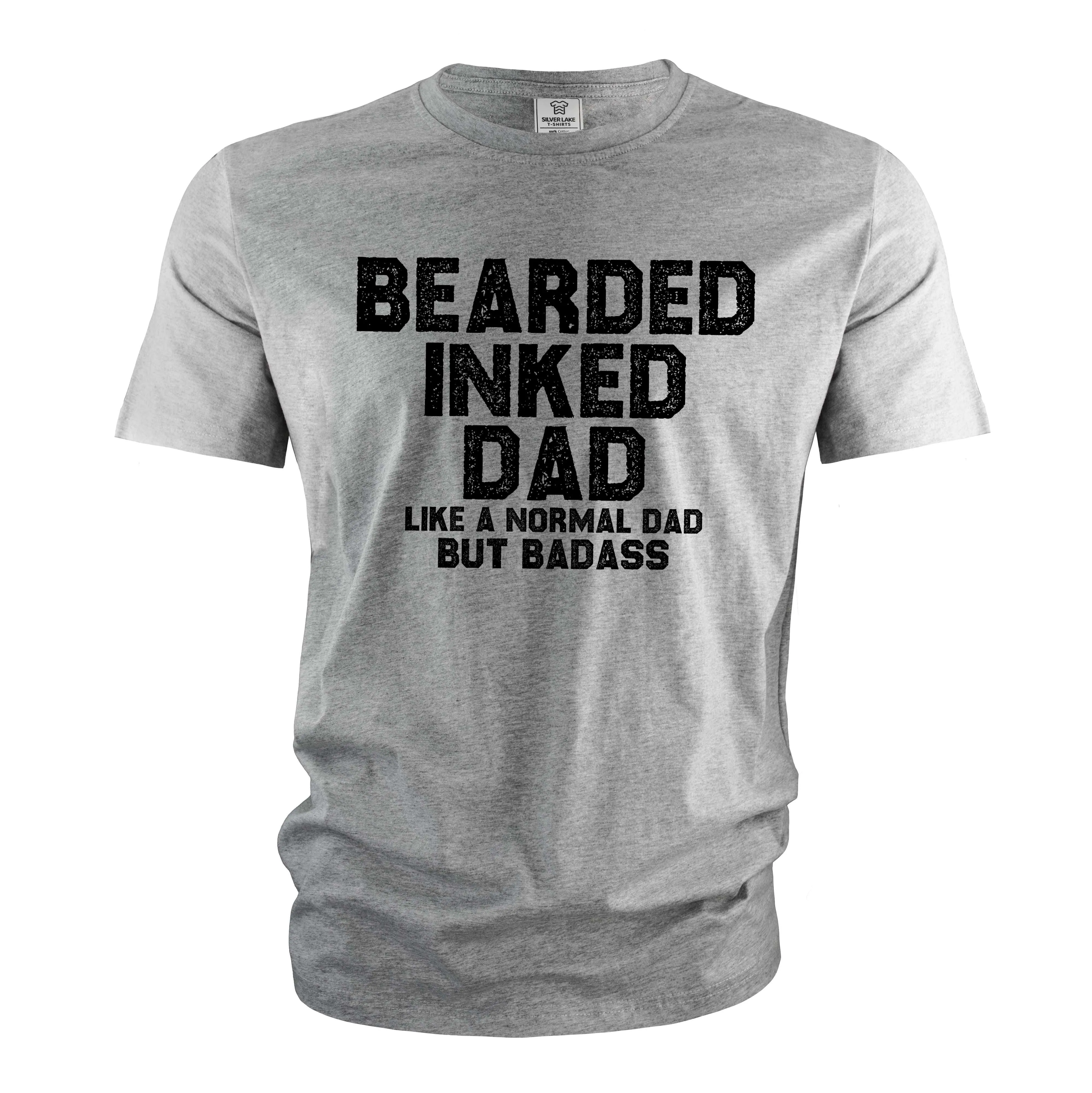 Men's Father's day dad T-shirt beard and tattoos tee shirt dad gifts birthday funny tee