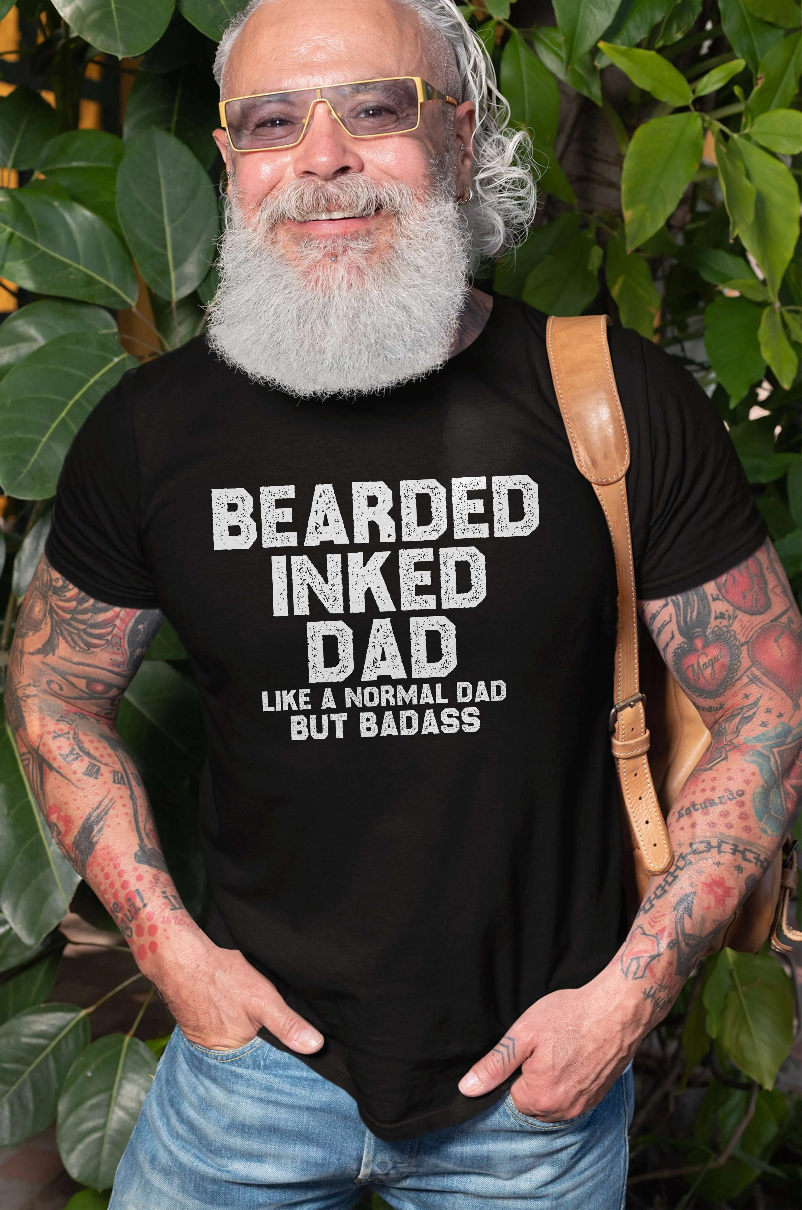 Men's Father's day dad T-shirt beard and tattoos tee shirt dad gifts birthday funny tee