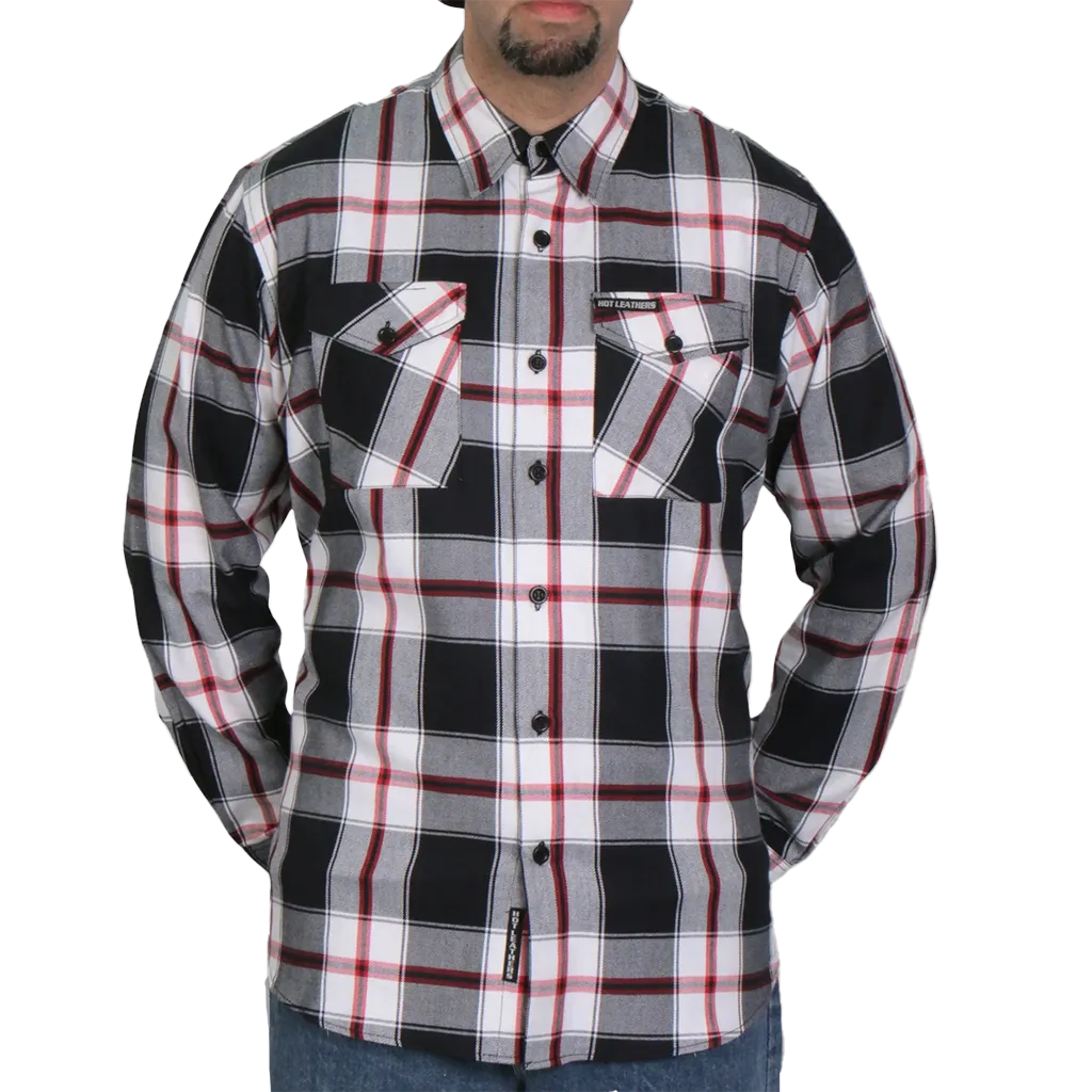 Men's Flannel Shirt in Black, White & Red