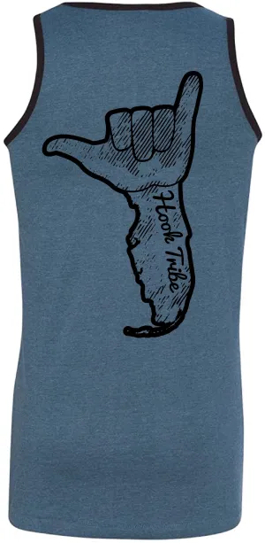 Men’s Florida Shaka Tank. Blue/Black Trim