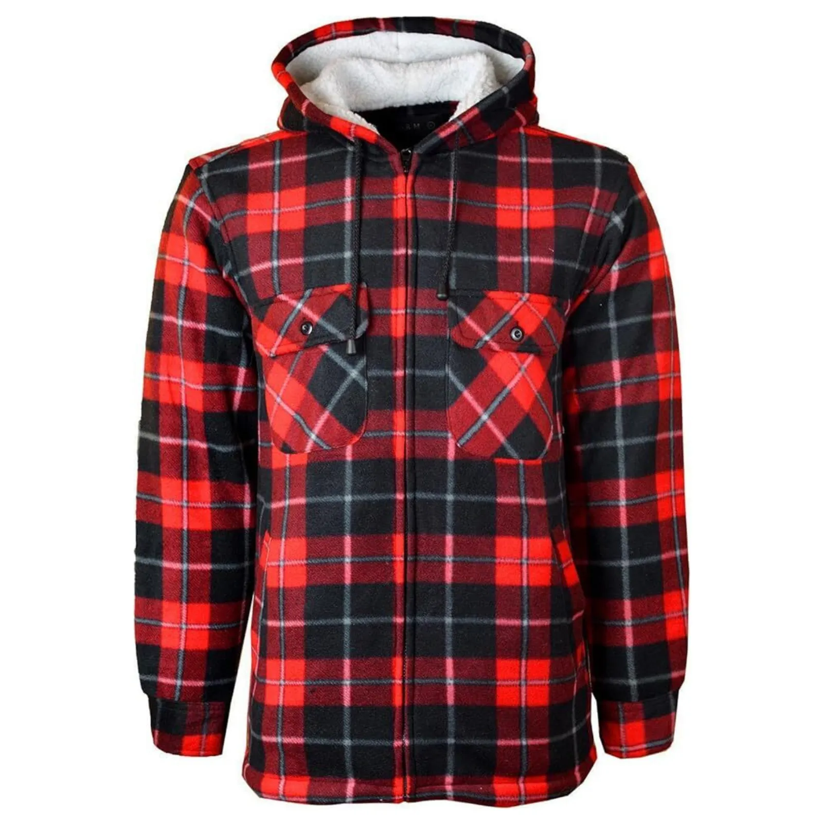 Mens Padded Shirts Lumberjack Collared Hooded Flannel Check Jacket Thick Quilted Work Wear Warm Thermal Fleece Fur Lined Top Casual Coat
