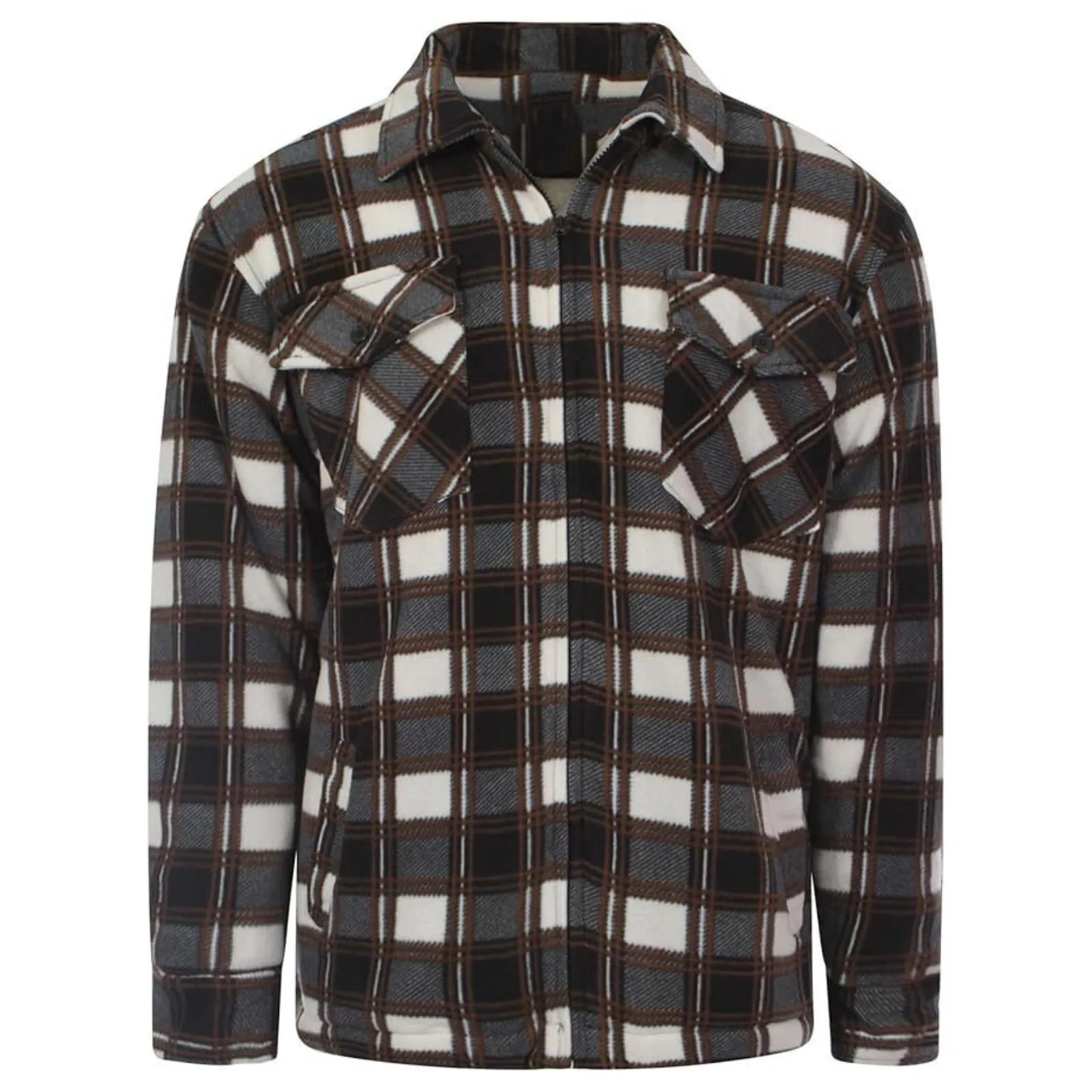 Mens Padded Shirts Lumberjack Collared Hooded Flannel Check Jacket Thick Quilted Work Wear Warm Thermal Fleece Fur Lined Top Casual Coat
