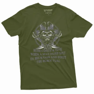 Men's Pirate warrior T-shirt motivational funny swords skull Birthday gift saying text graphic tee
