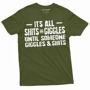 Men's sh&ts and giggles funny T-shirt giggling funny text mens tee shirt gift for him
