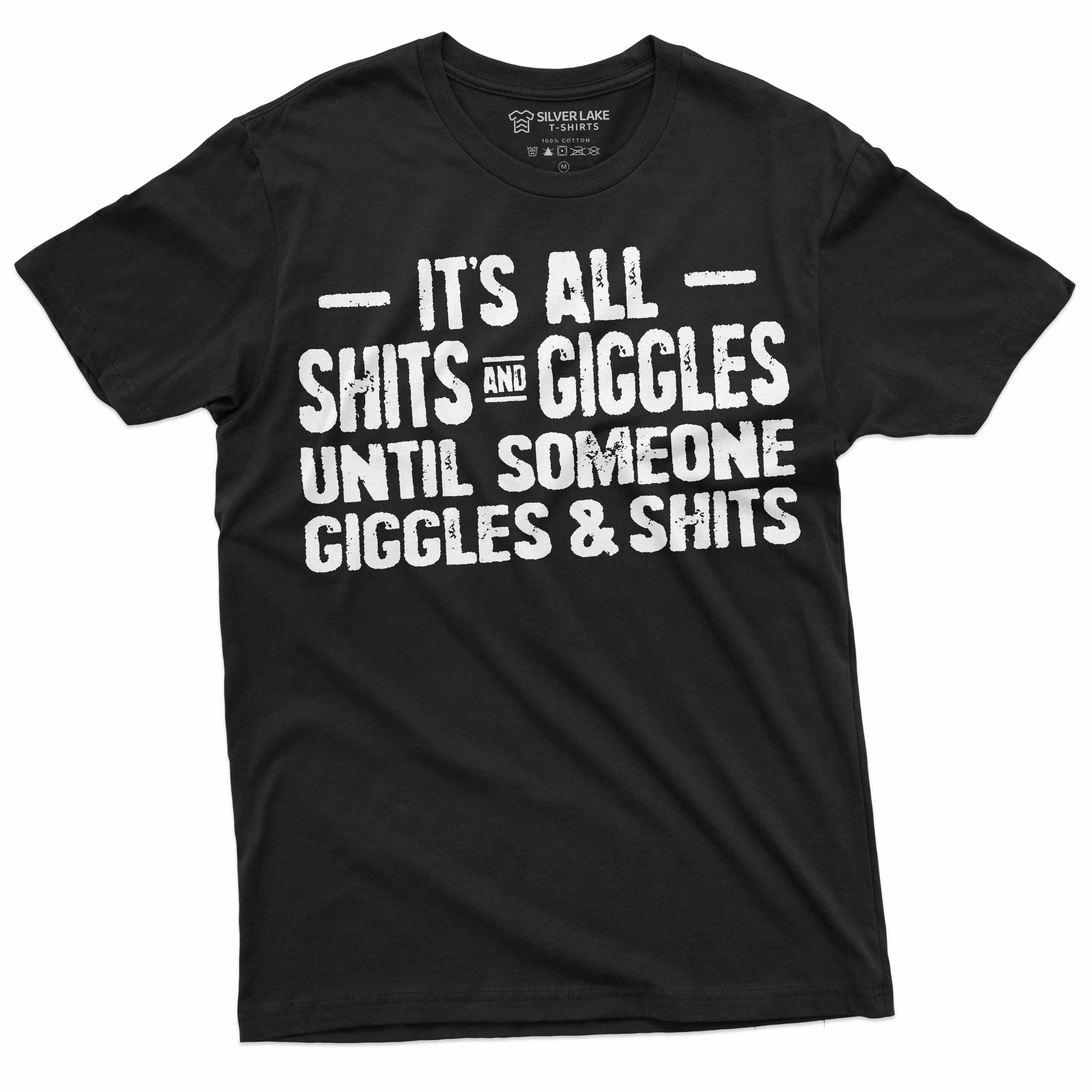 Men's sh&ts and giggles funny T-shirt giggling funny text mens tee shirt gift for him