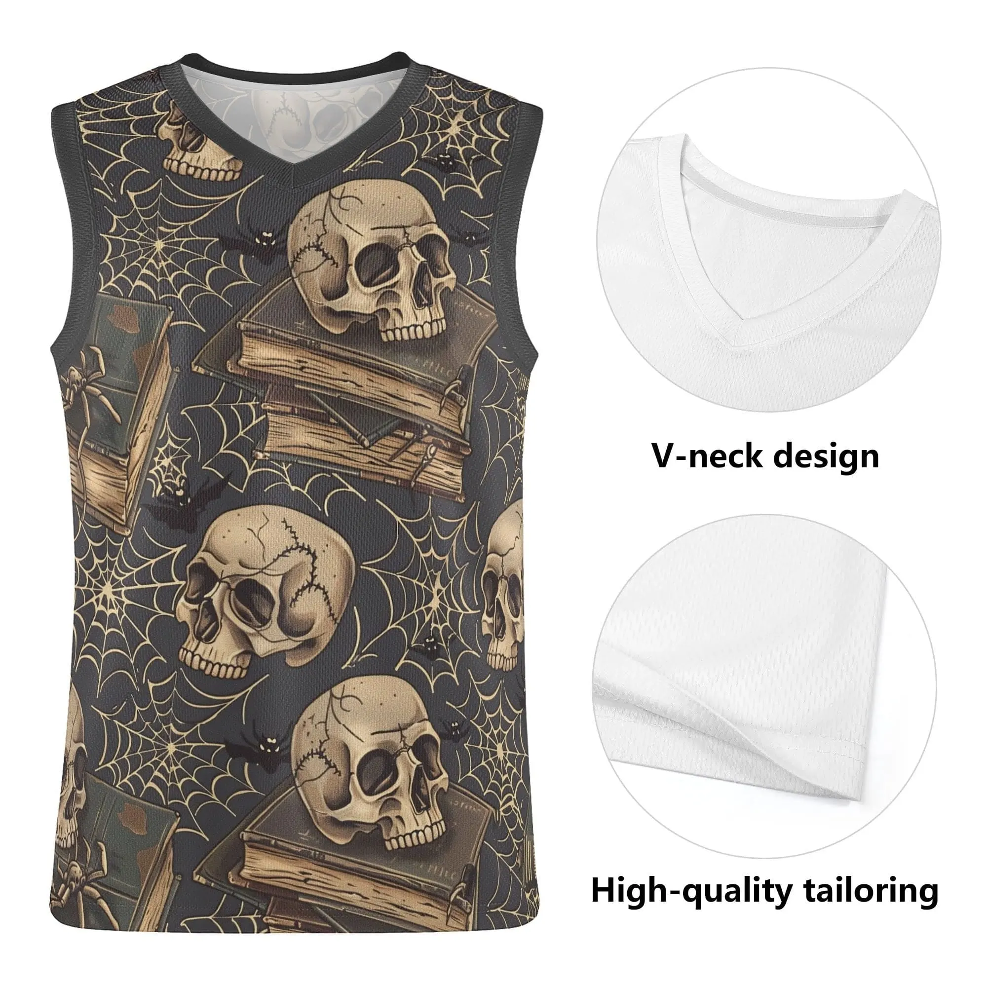 Mens Skull Basketball Jersey Tank Top