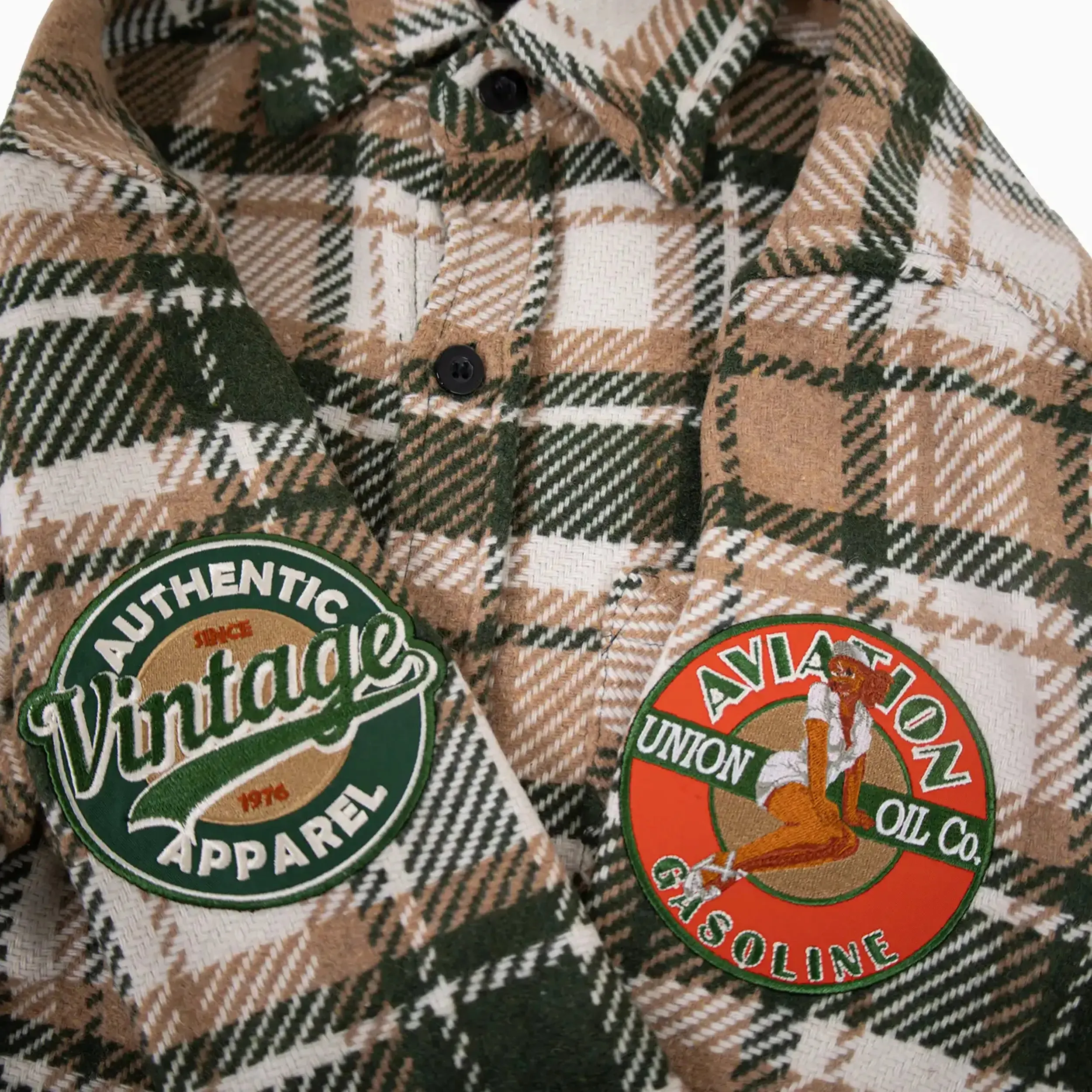 Men's Vintage Aviation Heavy Flannel Shacket Shirt