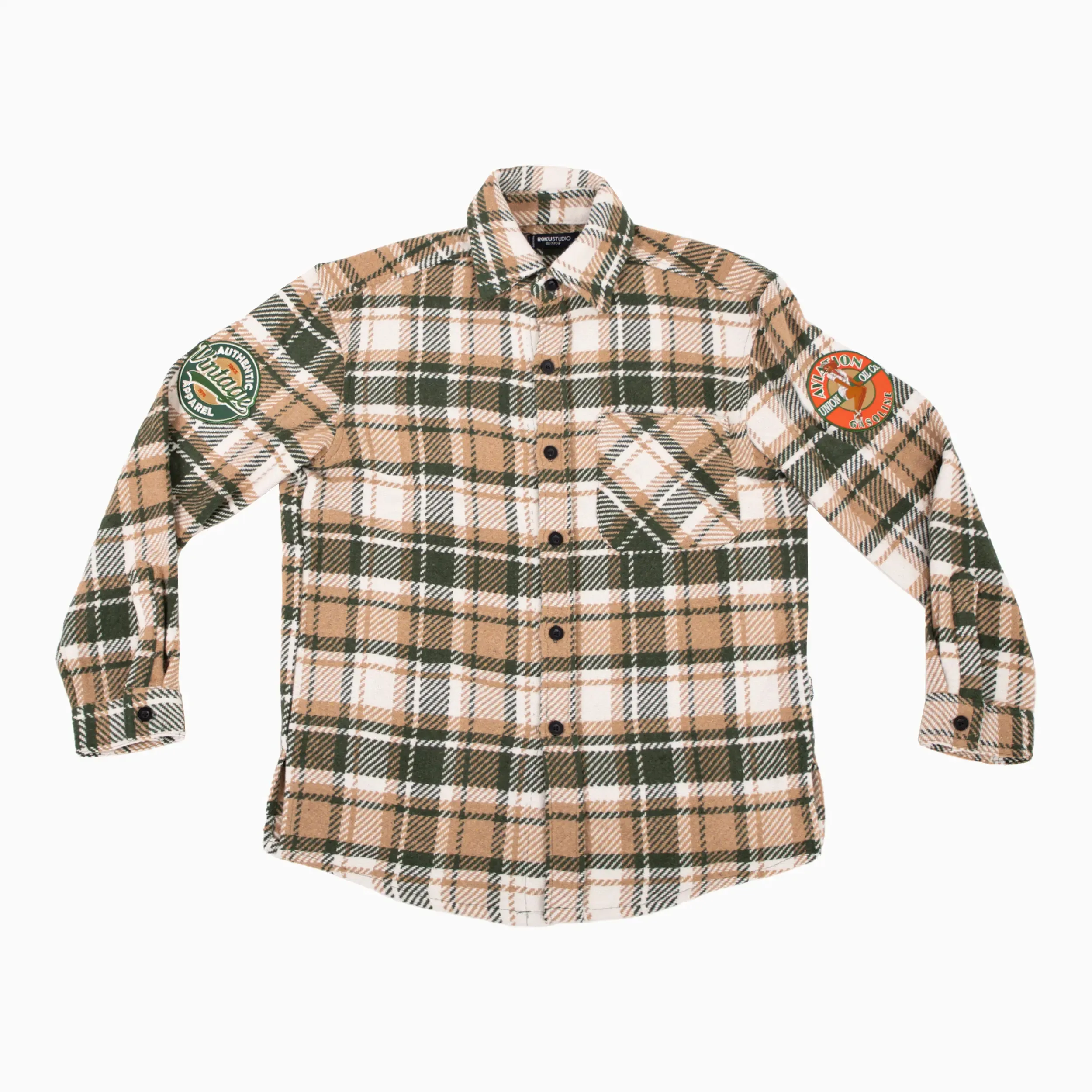 Men's Vintage Aviation Heavy Flannel Shacket Shirt