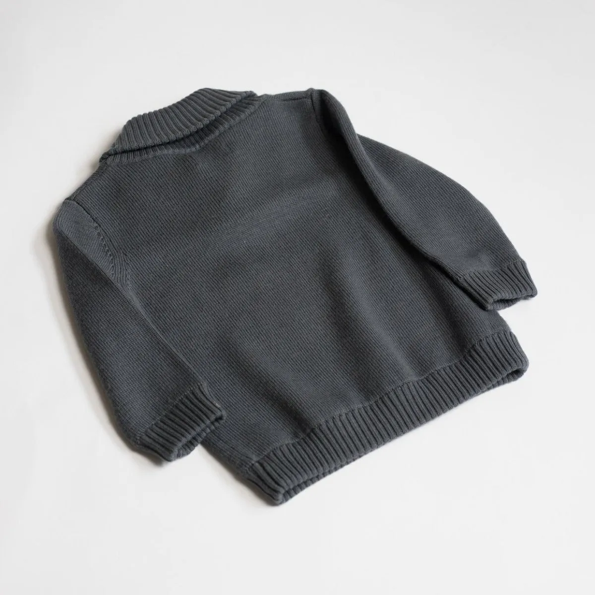 Merino Shawl Neck Sweater - Charcoal