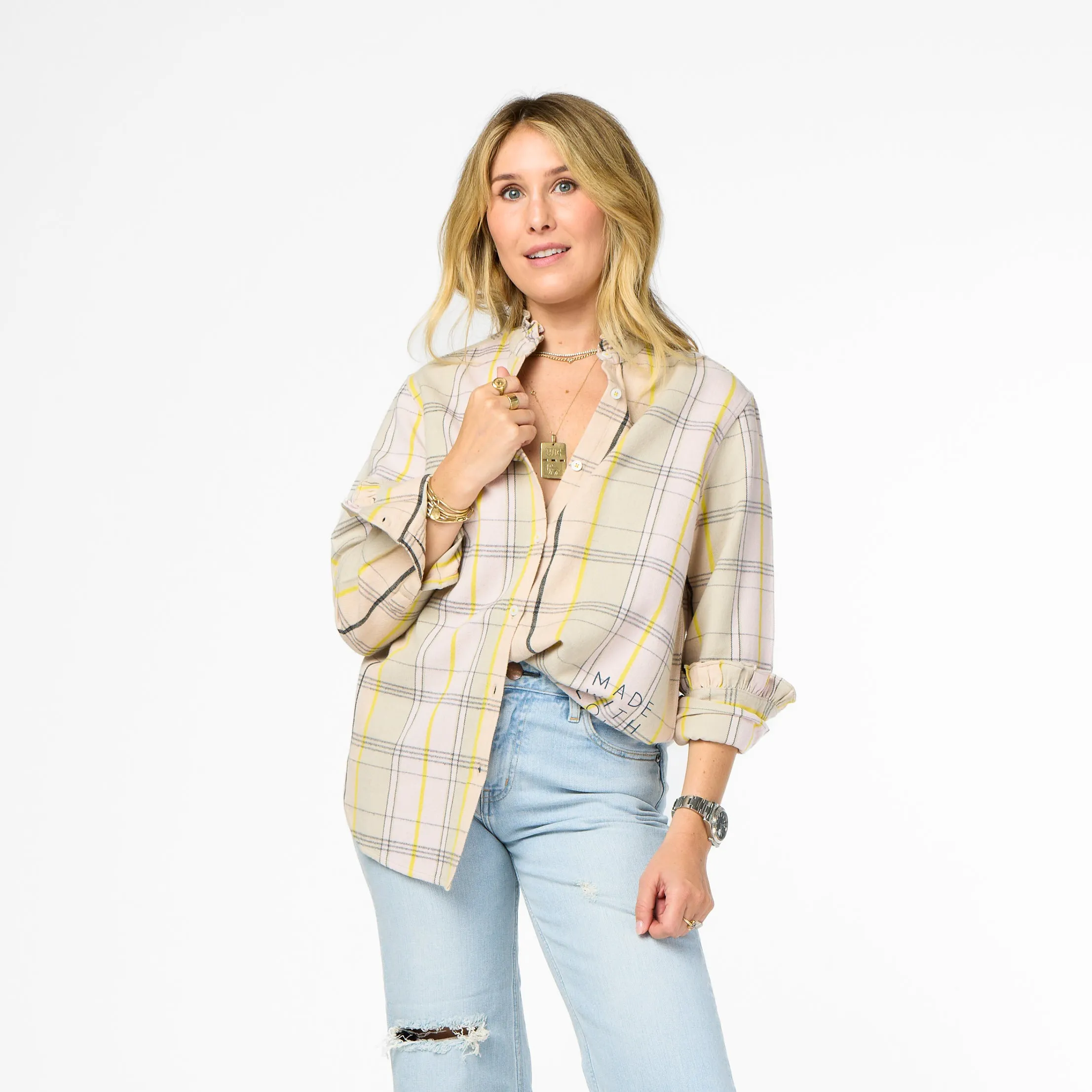 Mia Ruffle Shirt Cabin Plaid
