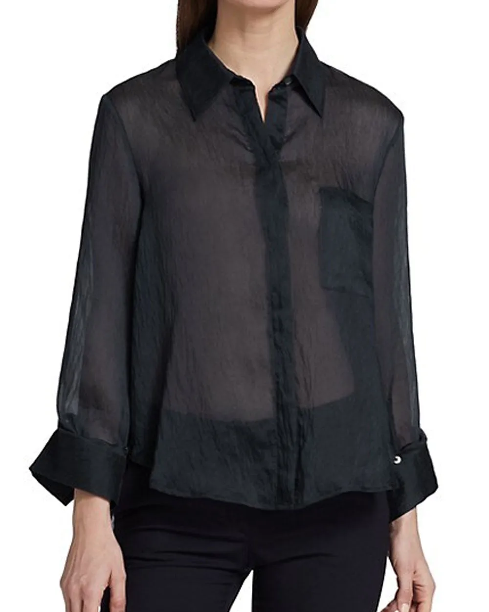 Midnight Boyfriend Hammered Silk Blouse