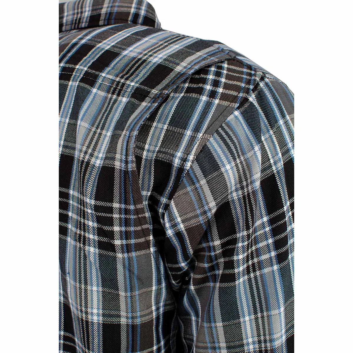 Milwaukee Leather MPM1636 Men's Long Sleeve Flannel Biker Shirt w/ CE Approved Armor - Reinforced w/ Aramid Fiber