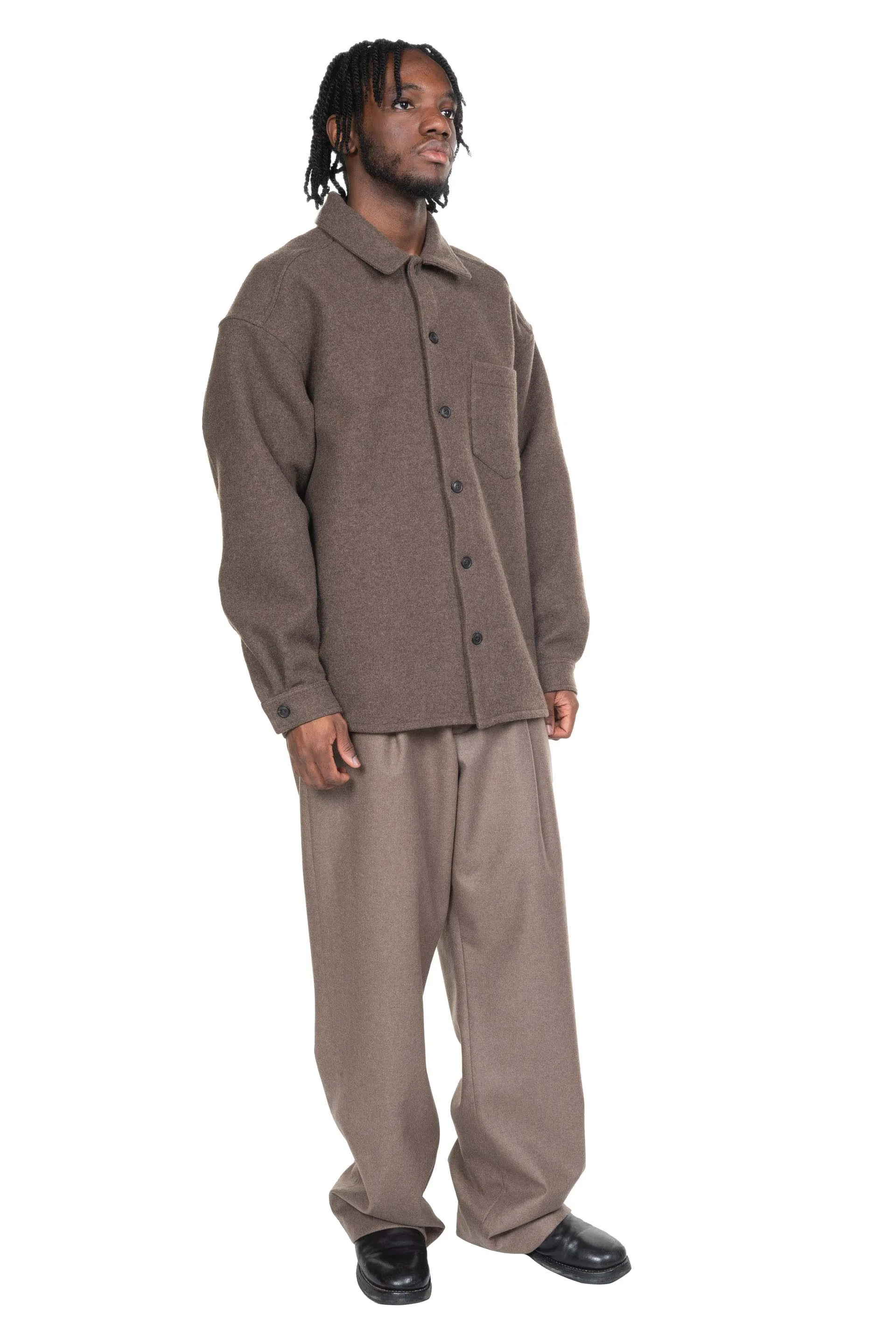 Minimal Shirt Flannel Wool Greige