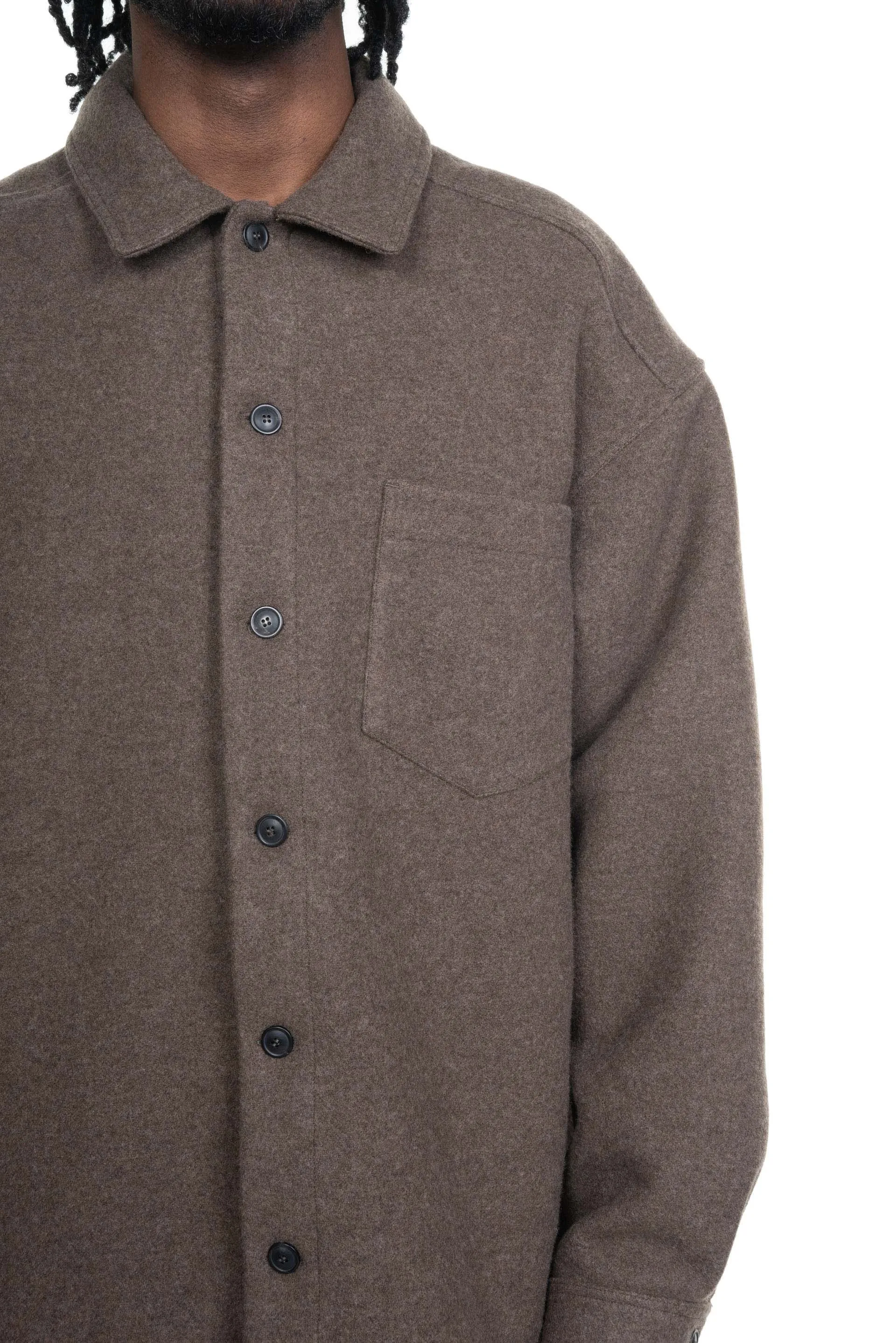 Minimal Shirt Flannel Wool Greige