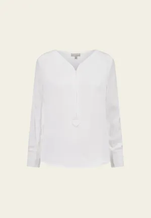 Minimalism White Mulberry Silk Top