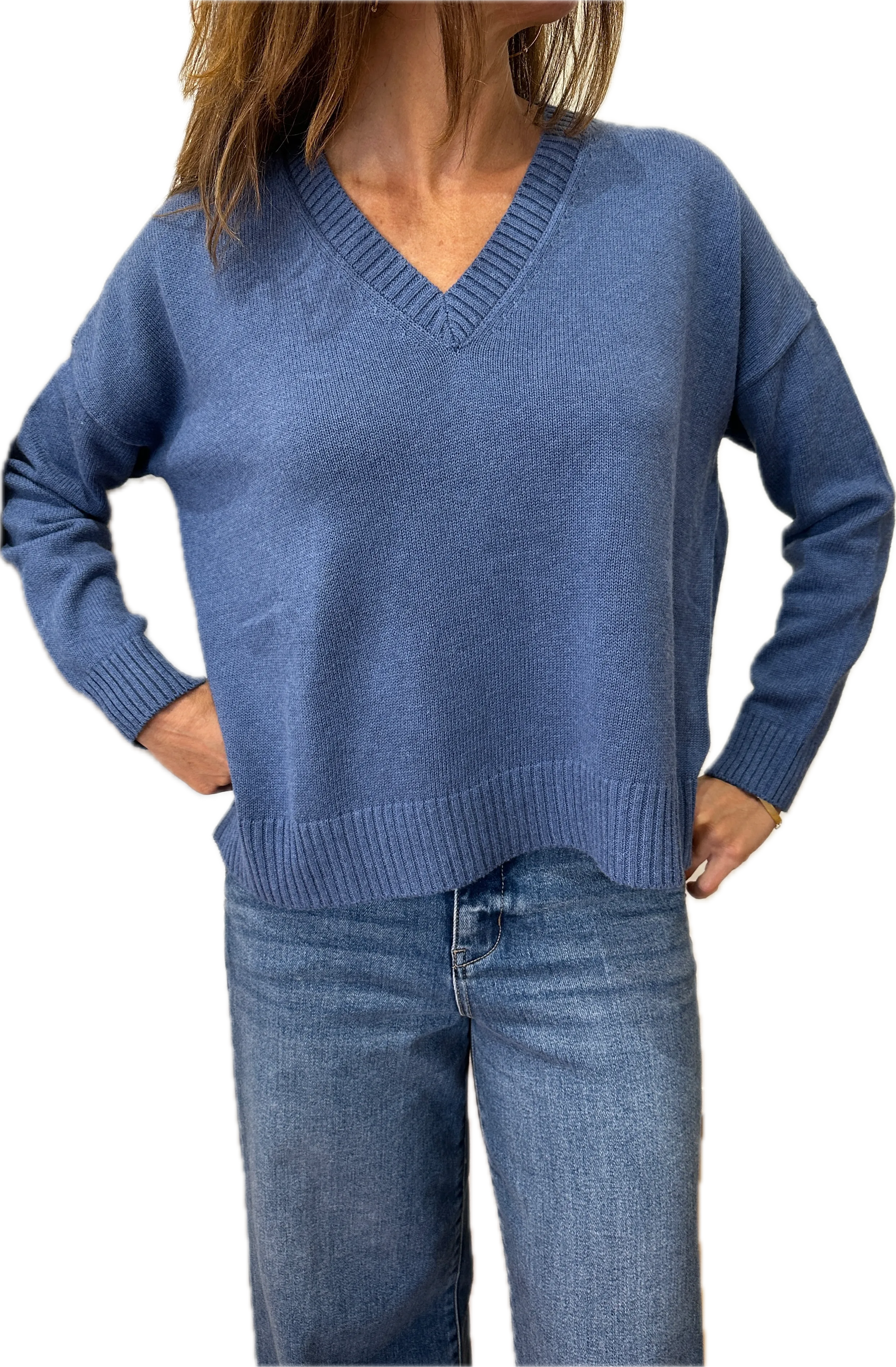 Minnie Rose Boxy V Neck Top