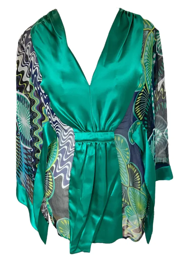 MISSONI Emerald Chiffon Top | Size S