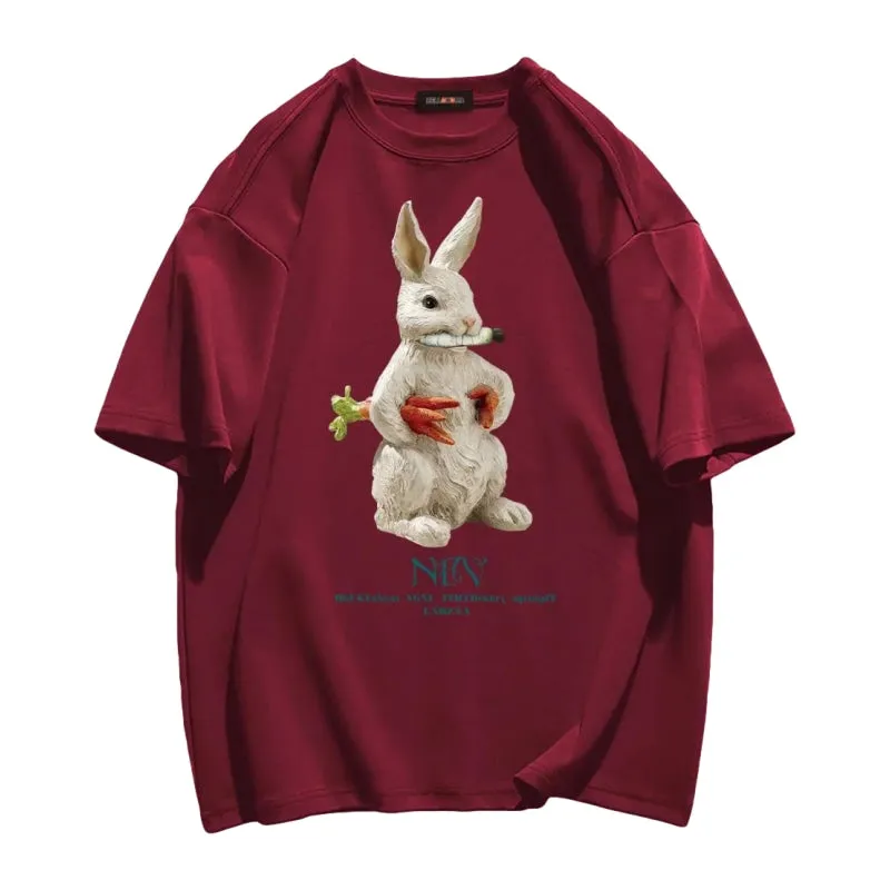 Modern Rabbit Print Cotton T-shirt