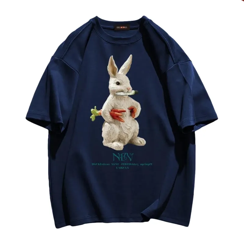 Modern Rabbit Print Cotton T-shirt
