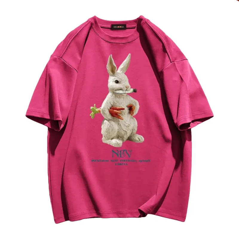 Modern Rabbit Print Cotton T-shirt