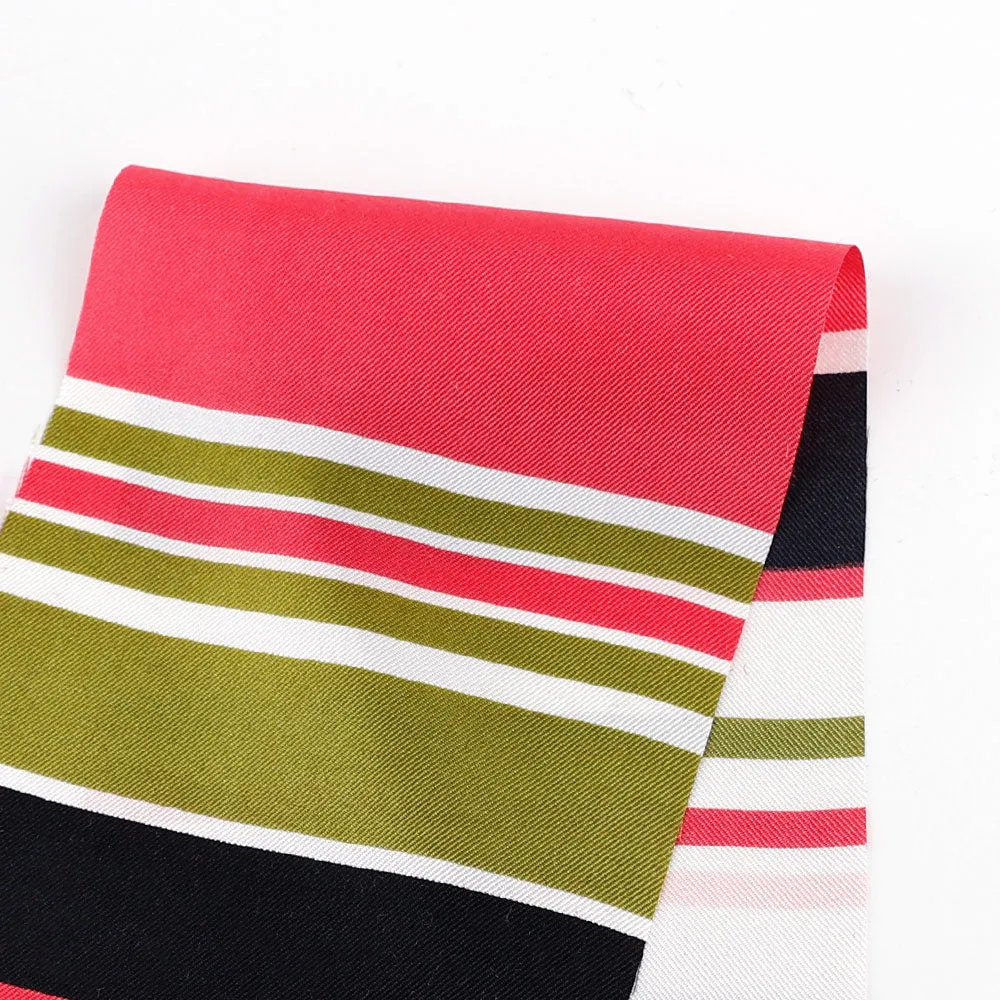 Multi Stripe Silk Twill Lining - Strawberry Patch