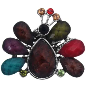 Multicolor Large Beaded Peacock Adjustable Ring