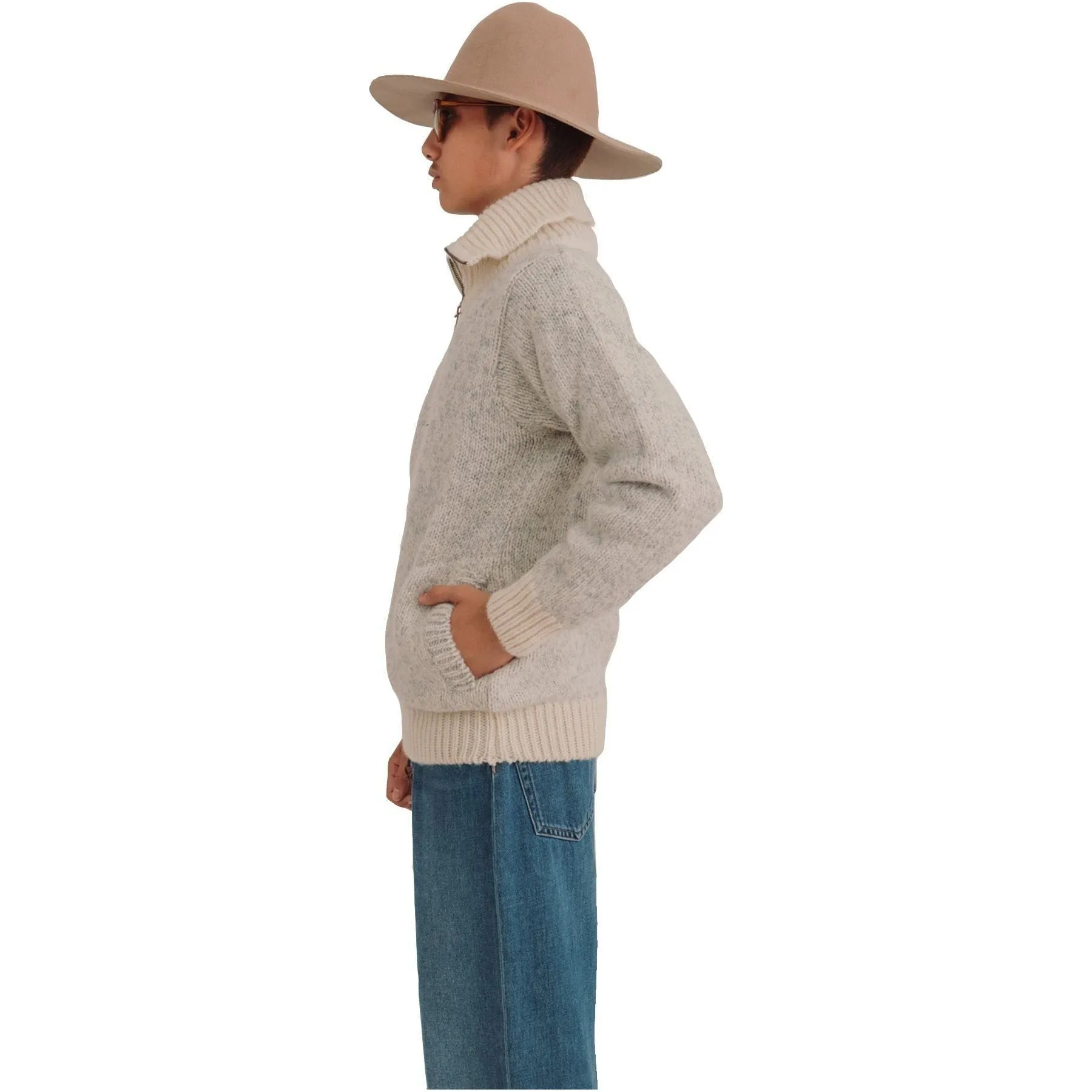 Nansen Zip Cardigan, Grey Melange/Off-White