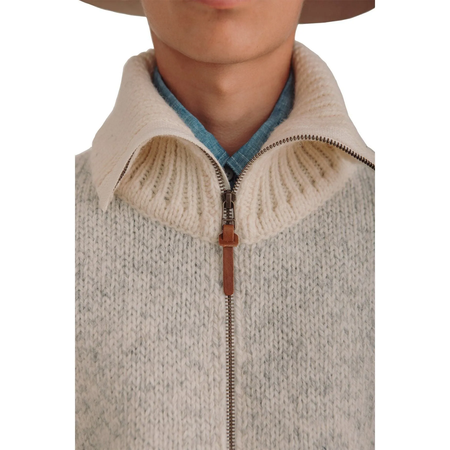 Nansen Zip Cardigan, Grey Melange/Off-White