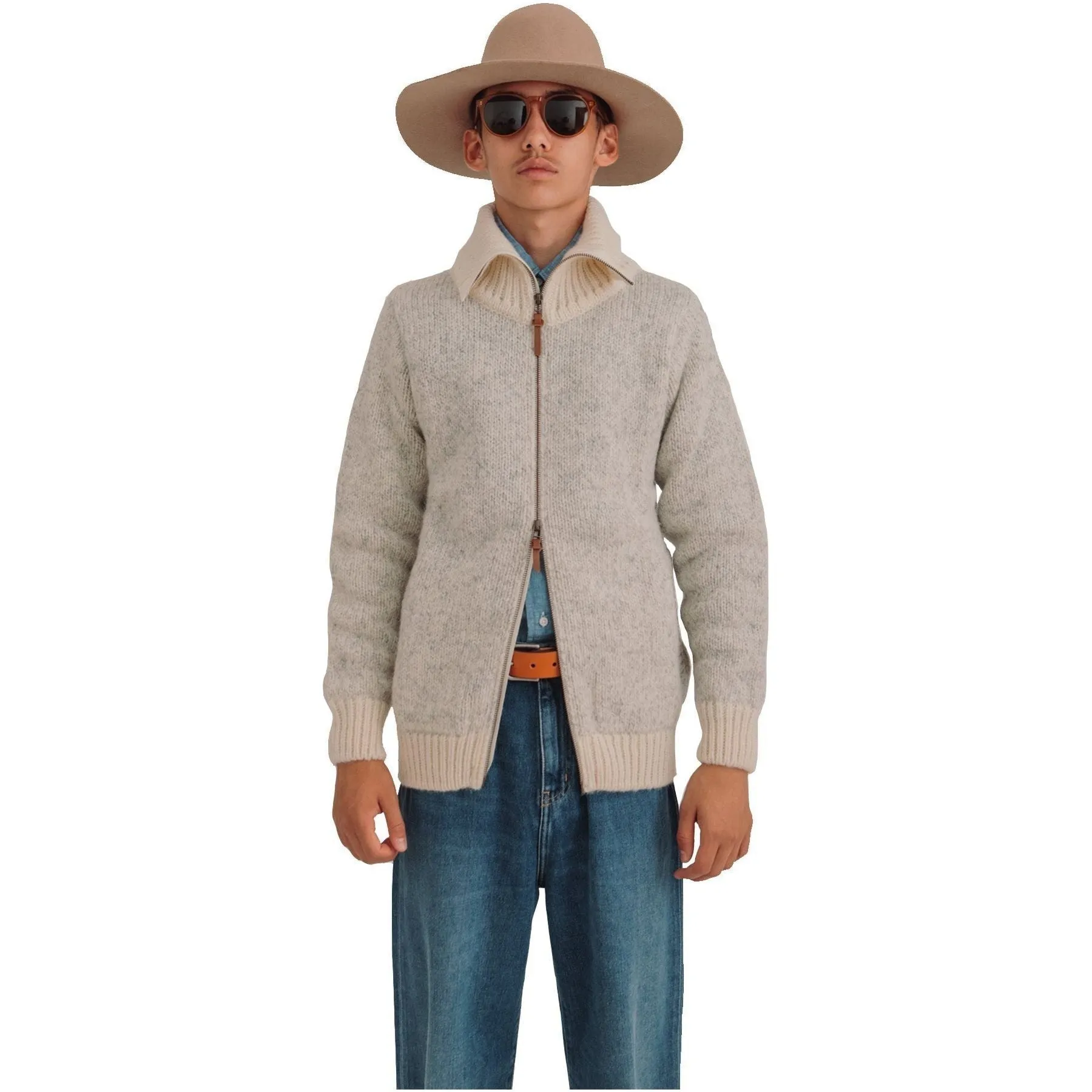 Nansen Zip Cardigan, Grey Melange/Off-White