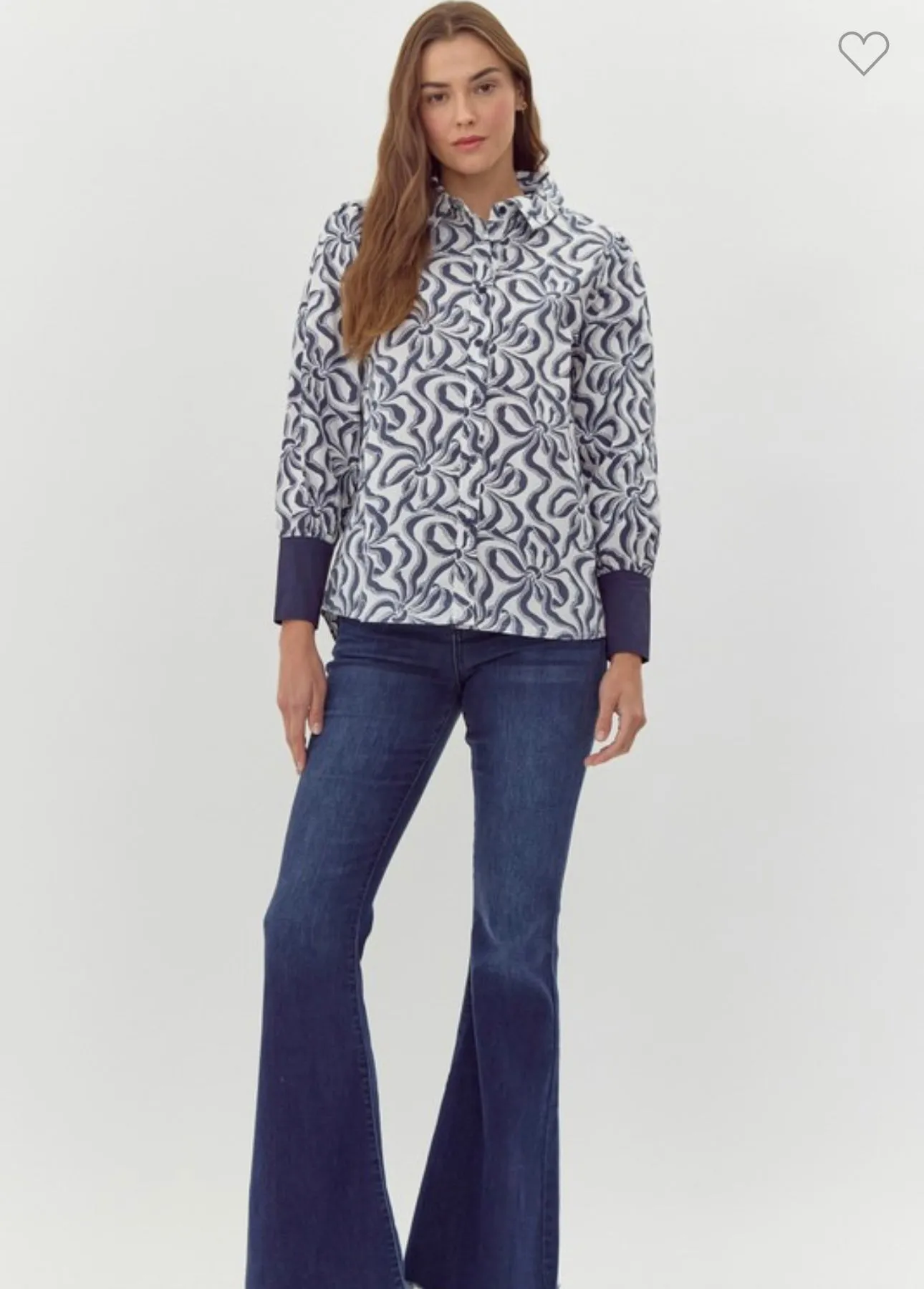 Navy Ribbon Blouse