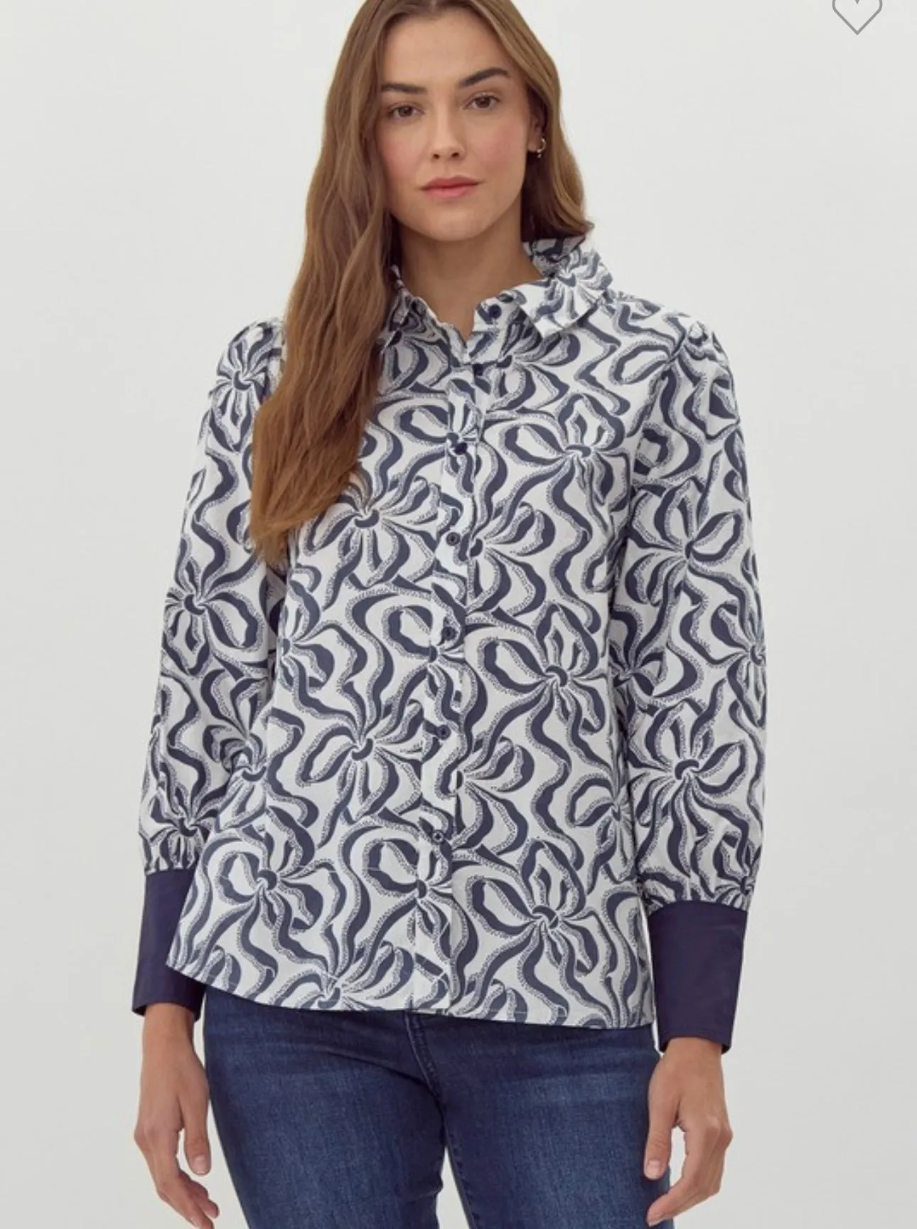Navy Ribbon Blouse