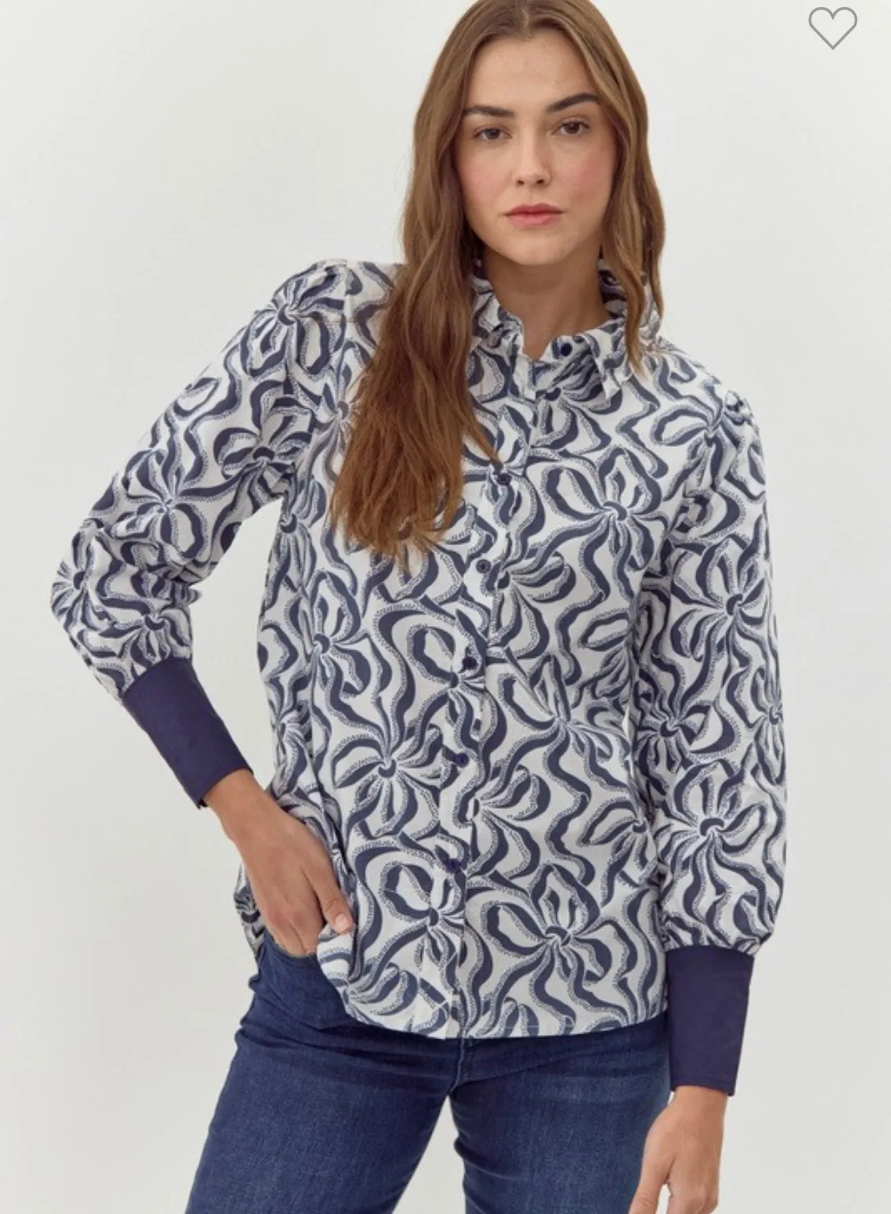Navy Ribbon Blouse