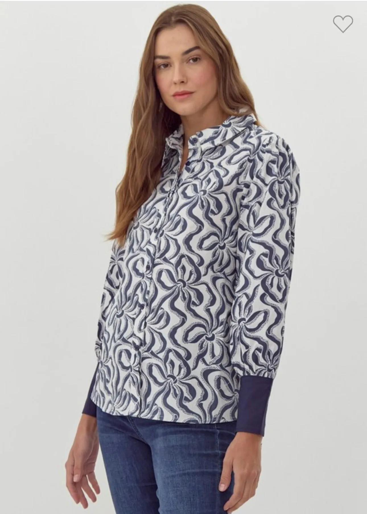 Navy Ribbon Blouse